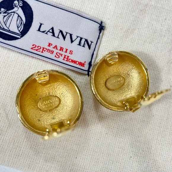 Lanvin Gold & Enameled Flower Clip-On Earrings